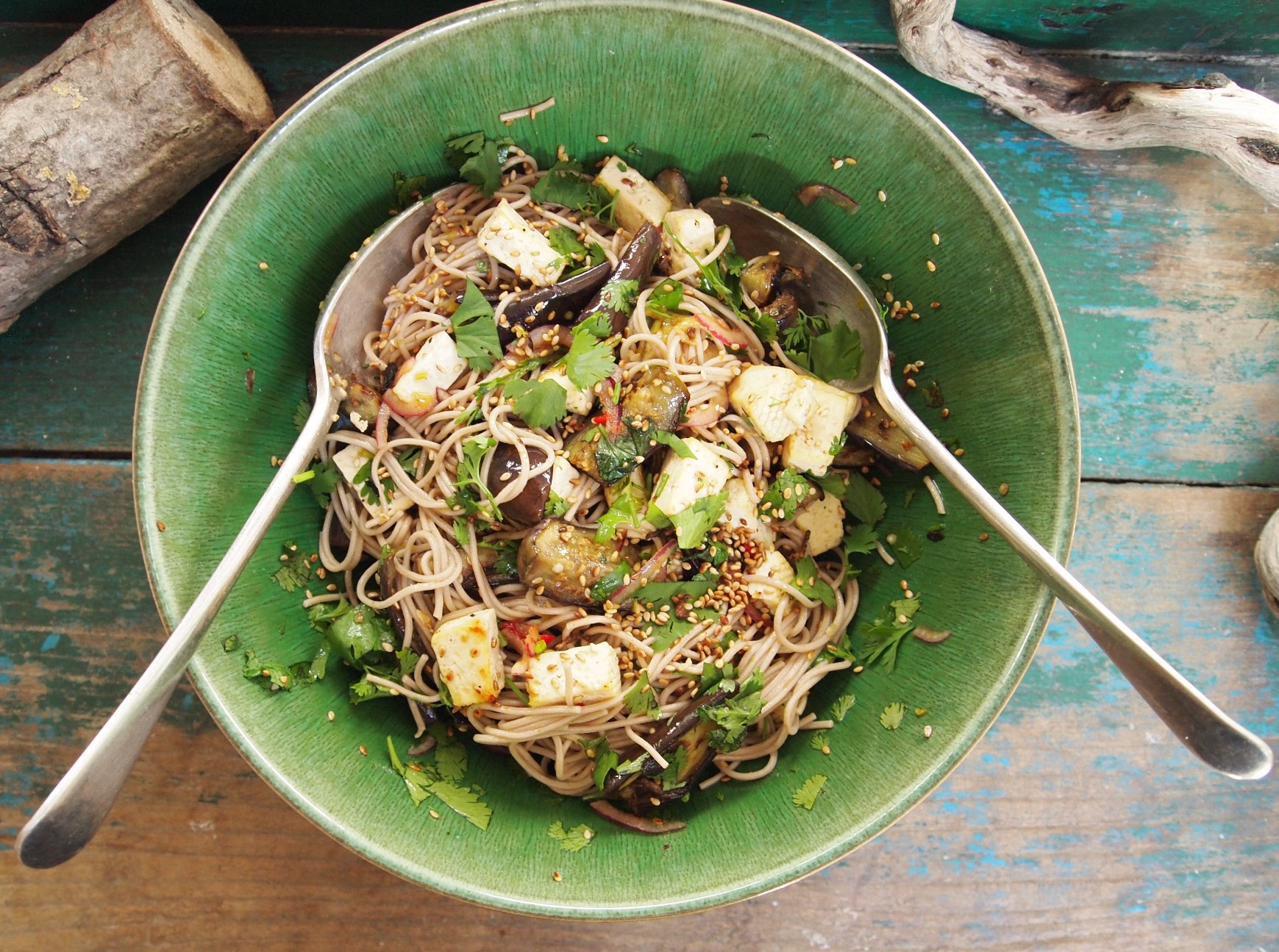 aubergine soba noodle salad