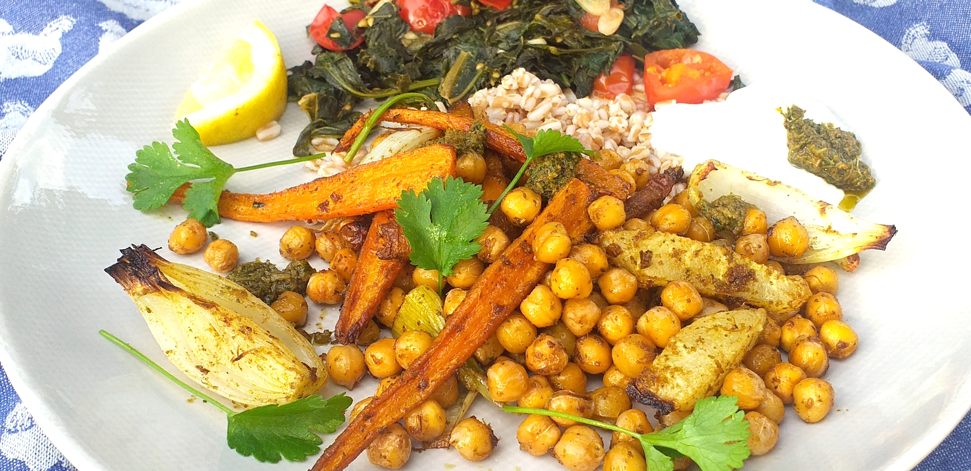 chermoula roast carrot kohlrabi chickpea