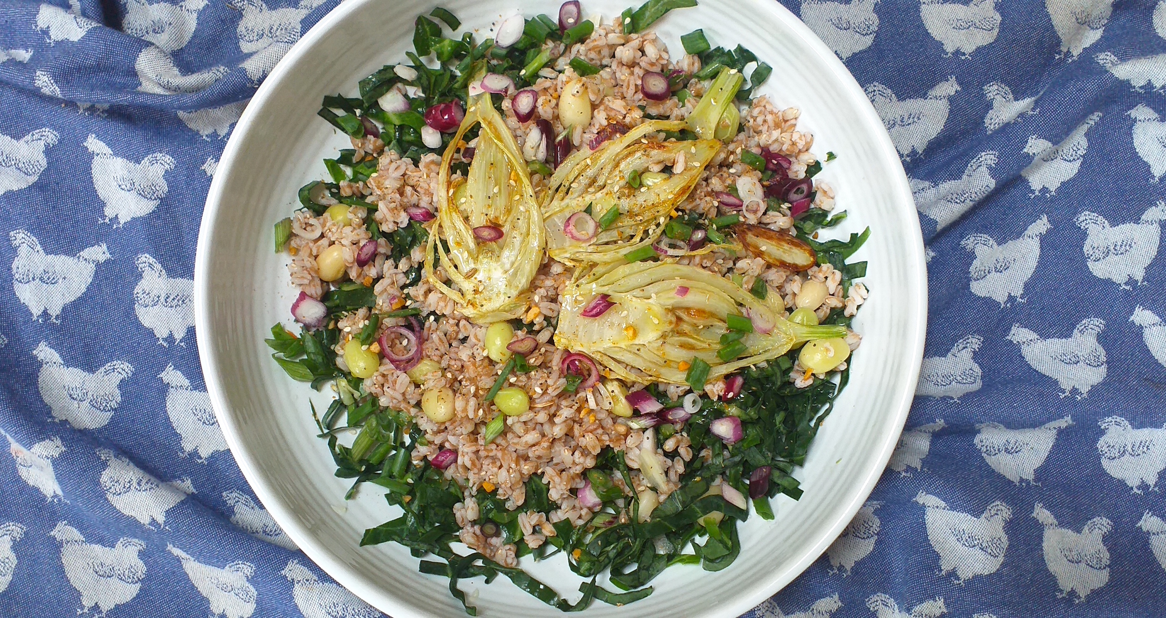 spring greens spelt fennel salad