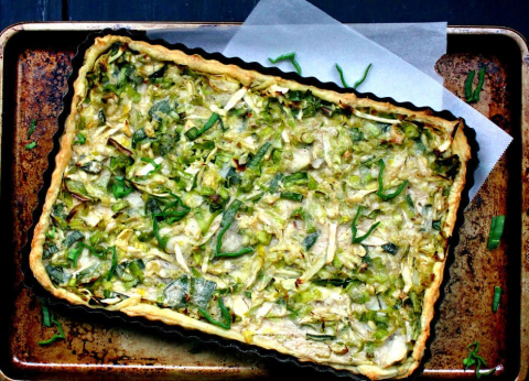 cabbage leek potato tart