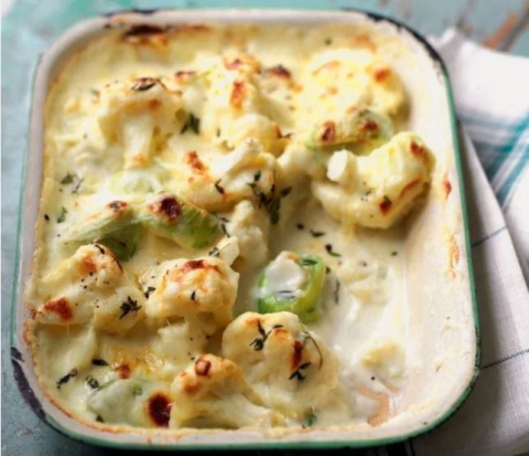 cauliflower leek cheese gratin