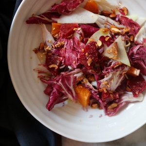 Roasted carrots, hazelnut, raddicchio &amp; honey salad