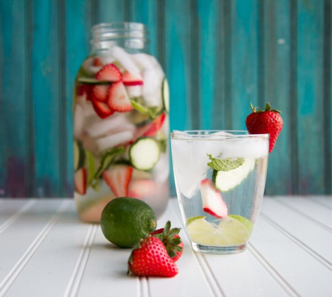 strawberry lime mint cucumber infused water