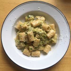 Pasta with leek pancetta and creme fraiche