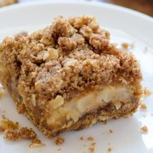 apple crumble cake on white plate