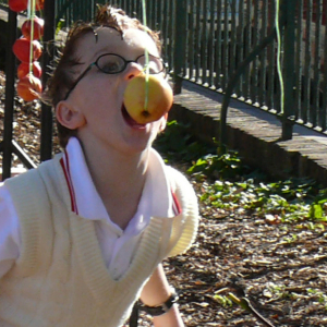 apple bobbing at Growing Communities' farmers' market