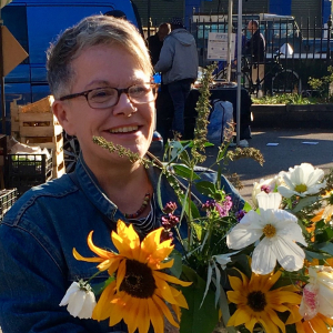 julie brown with flowers