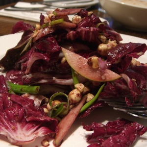 Radicchio, pear and hazelnut salad