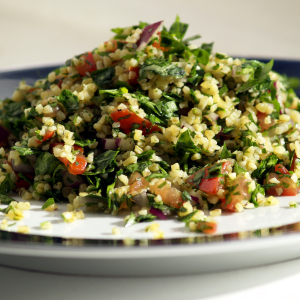 tabbouleh with parsley tomato and cucumber