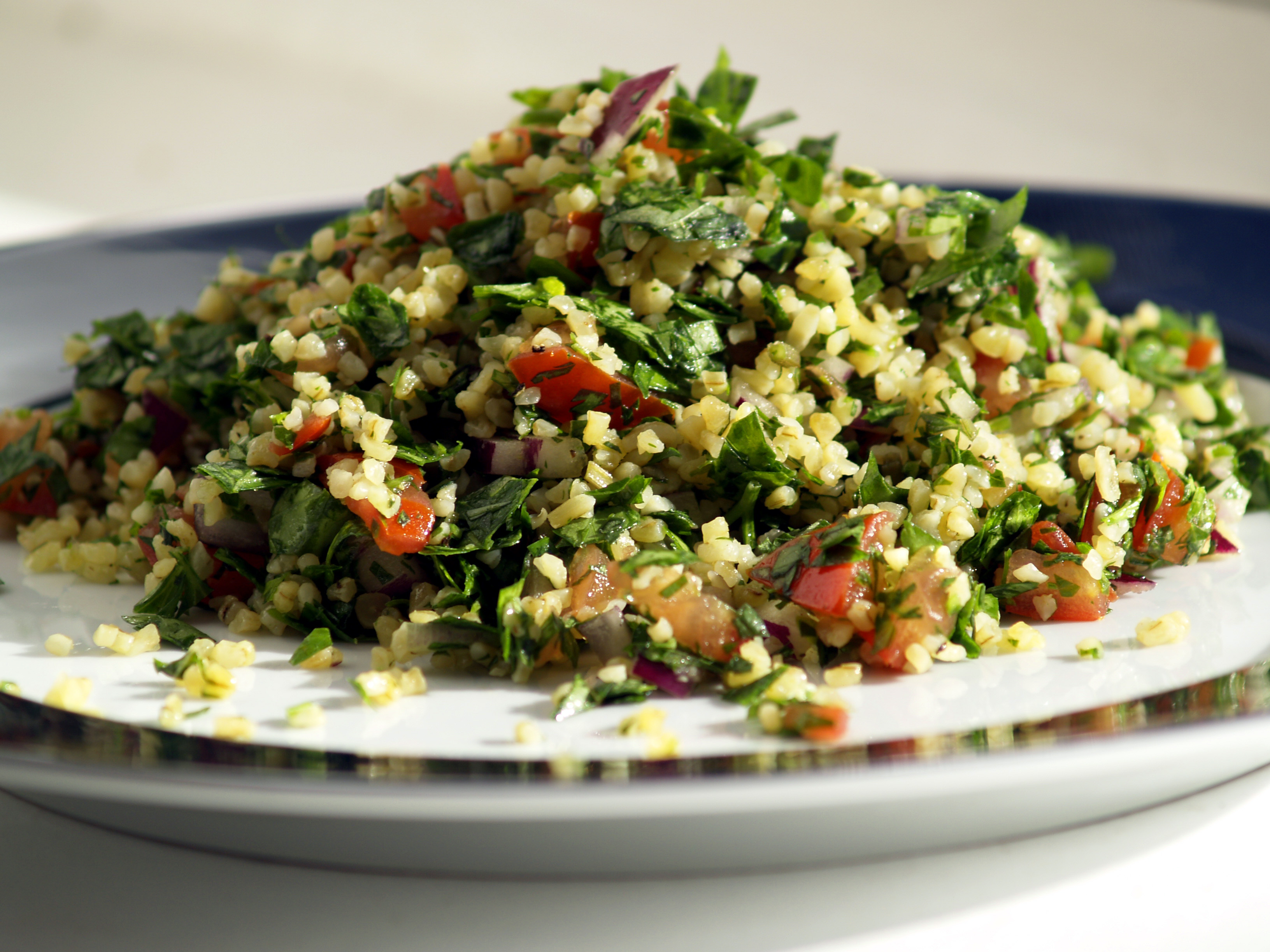tabbouleh with parsley tomato and cucumber