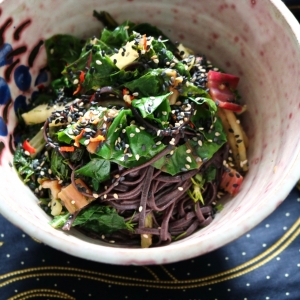black rice noodles rainbow chard kali mann organic vegan